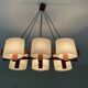 Teak chandelier and vintage design wall lamp 60 years