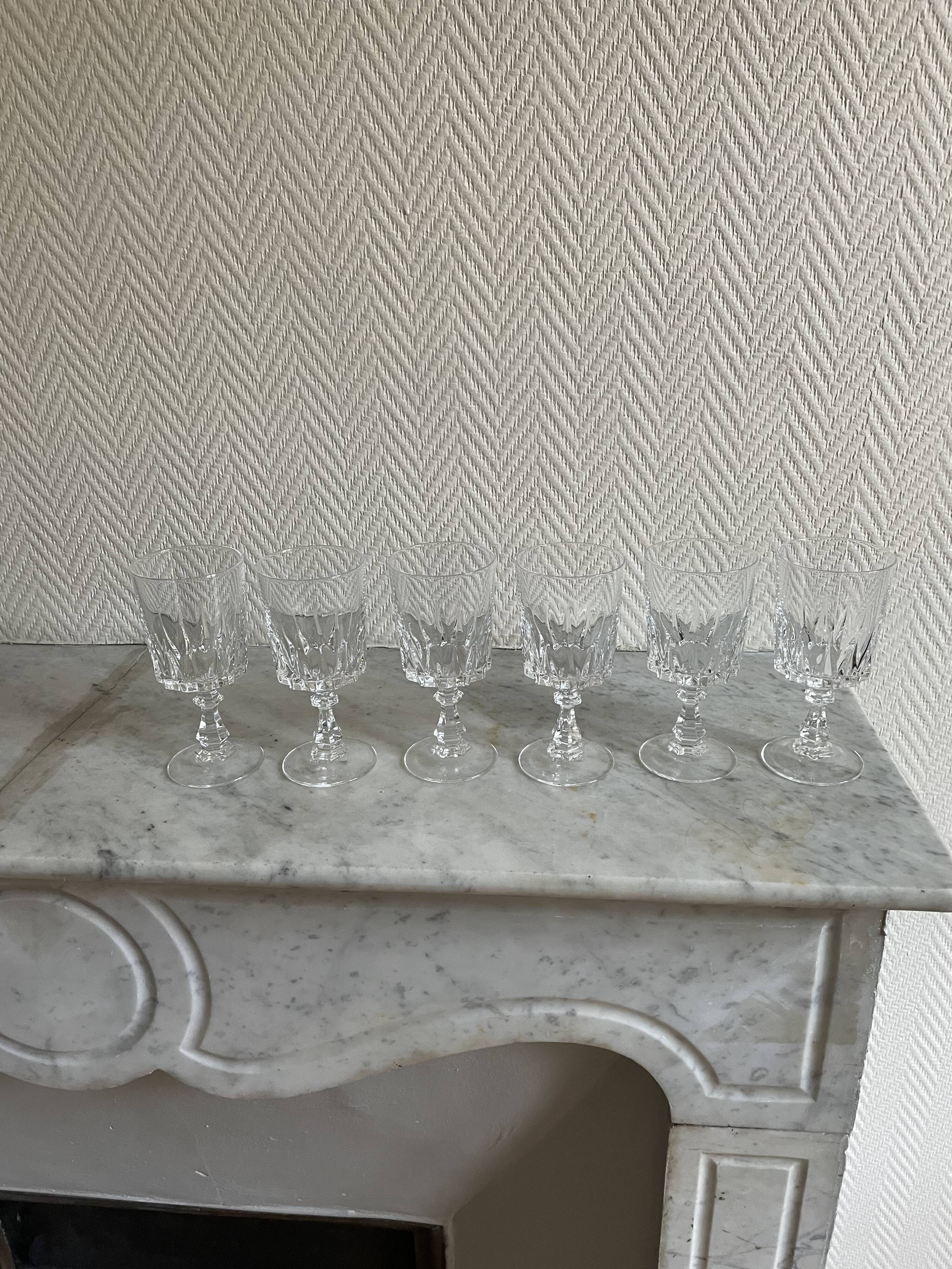 Set of six Bayel Champagne crystal stemmed glasses