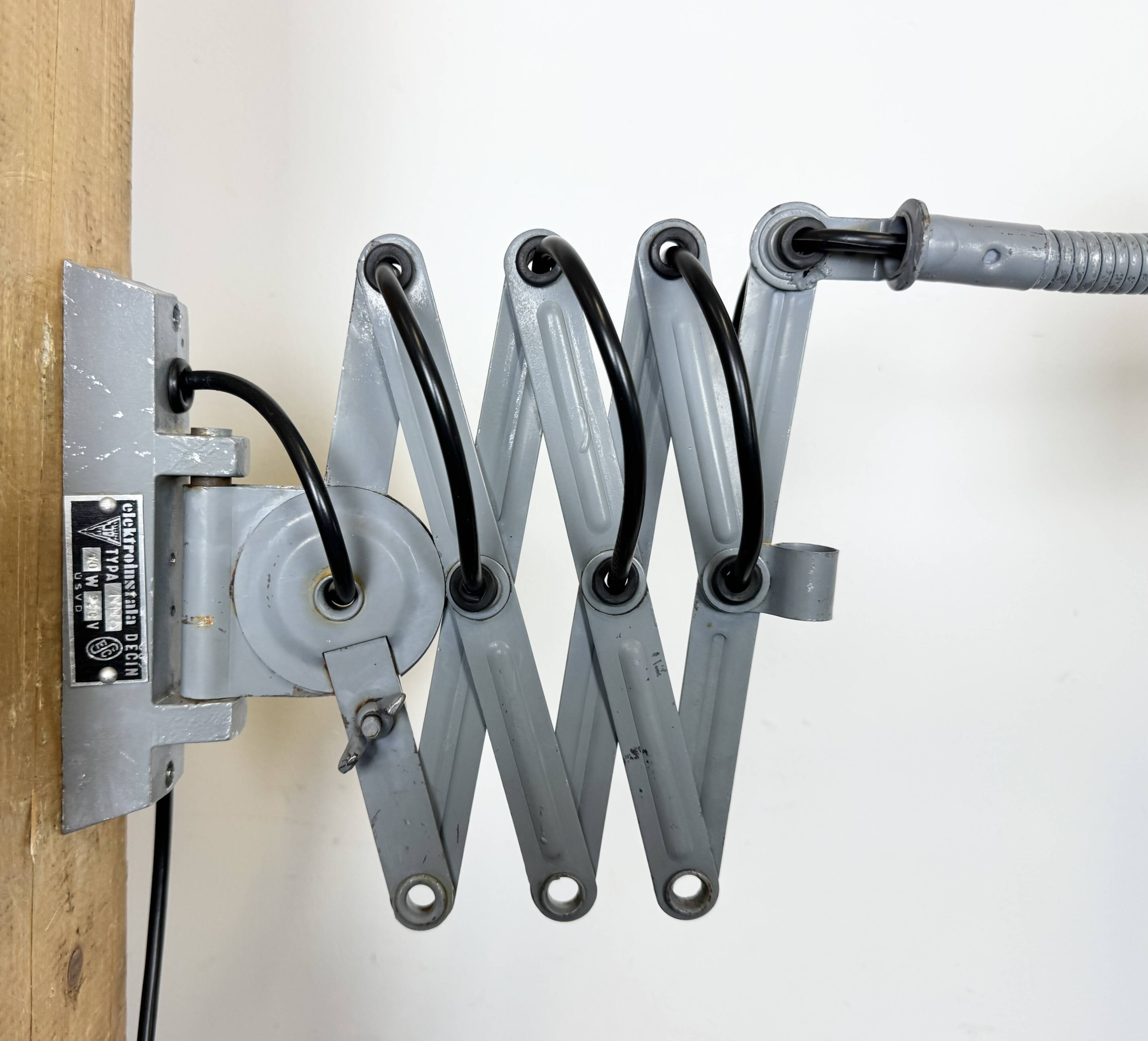 Grey Industrial Scissor Wall Lamp from Elektroinstala, 1960s