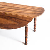 Large antique / vintage flap table. Solid waxed cherry. France, 1960s