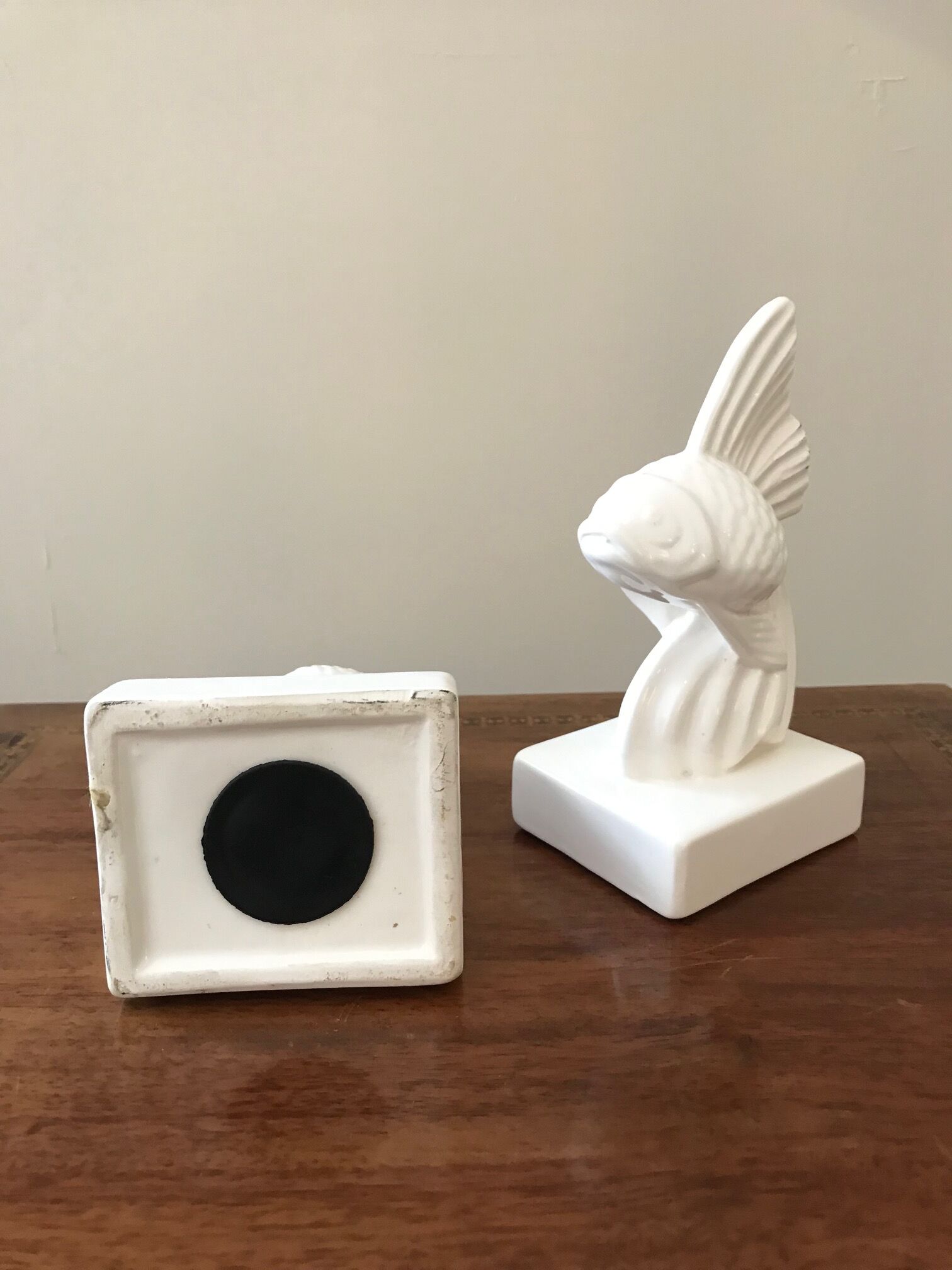 Pair of ceramic bookends fish