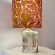 Übelacker table lamp - Battery lamp on a vase fireplace with botanical shade | 42 cm