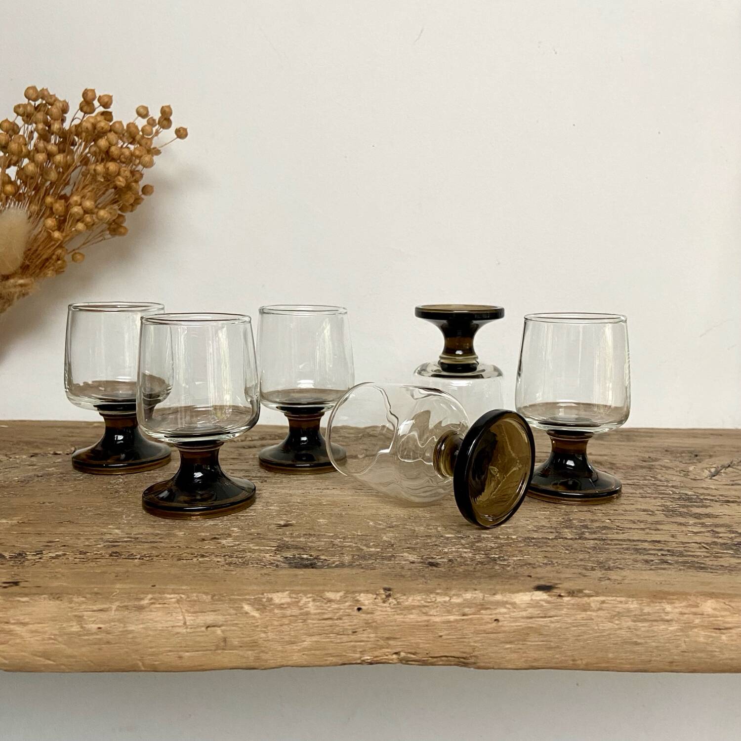 6 vintage liqueur glasses