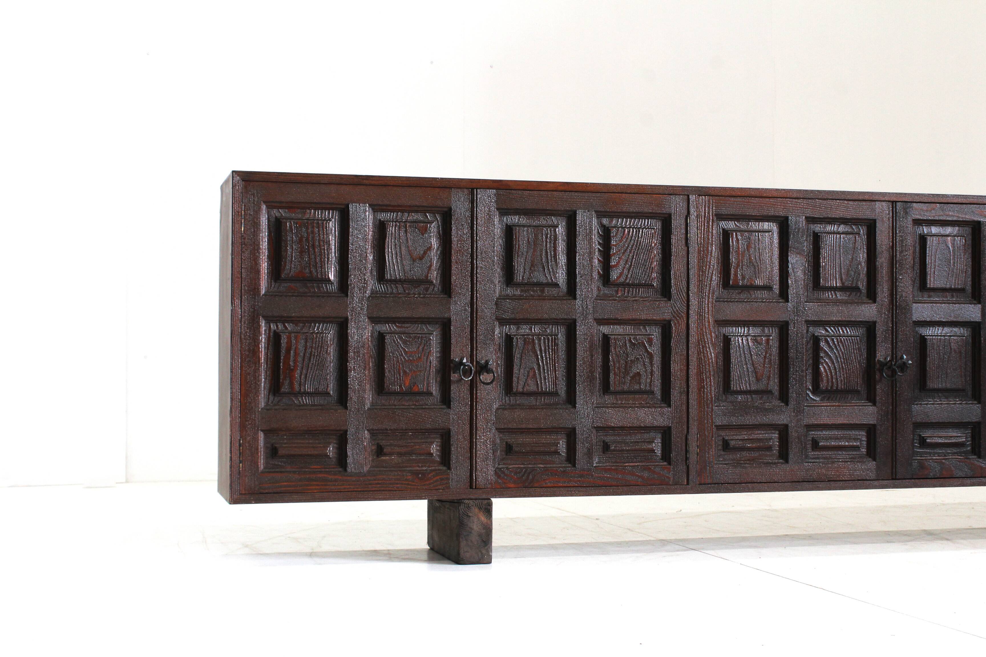 Vintage large Spanish brutalist sideboard 1970s