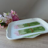 Antique asparagus dish - vintage slurry ceramic