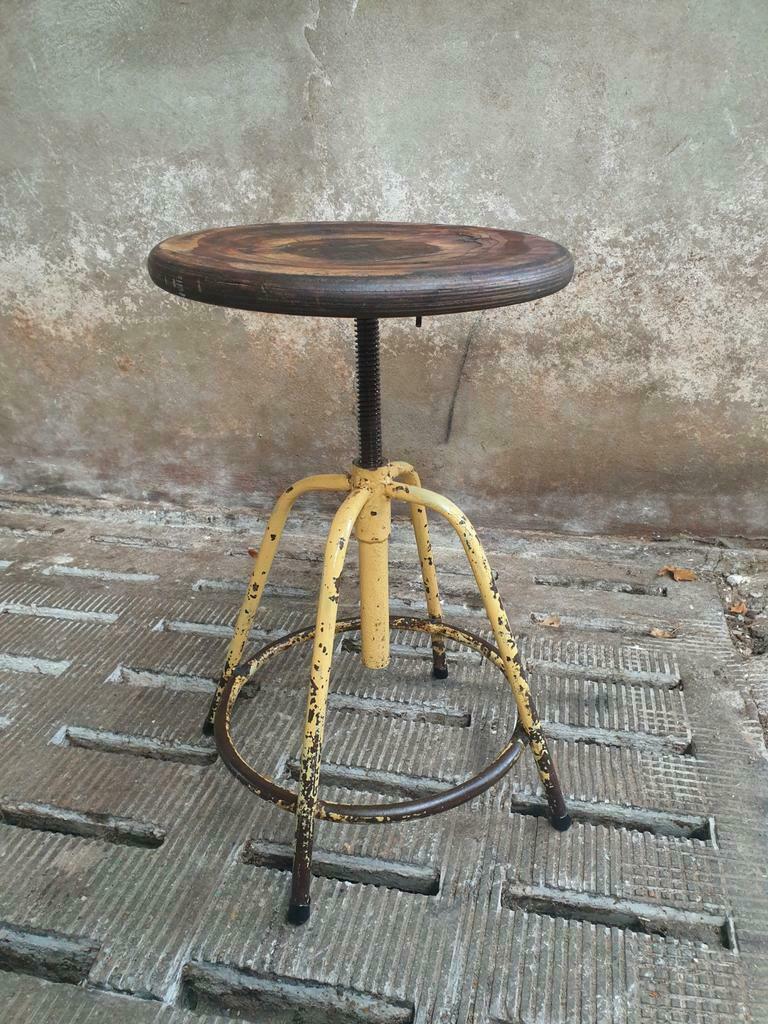 Industrial swivel stool side table