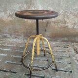 Industrial swivel stool side table
