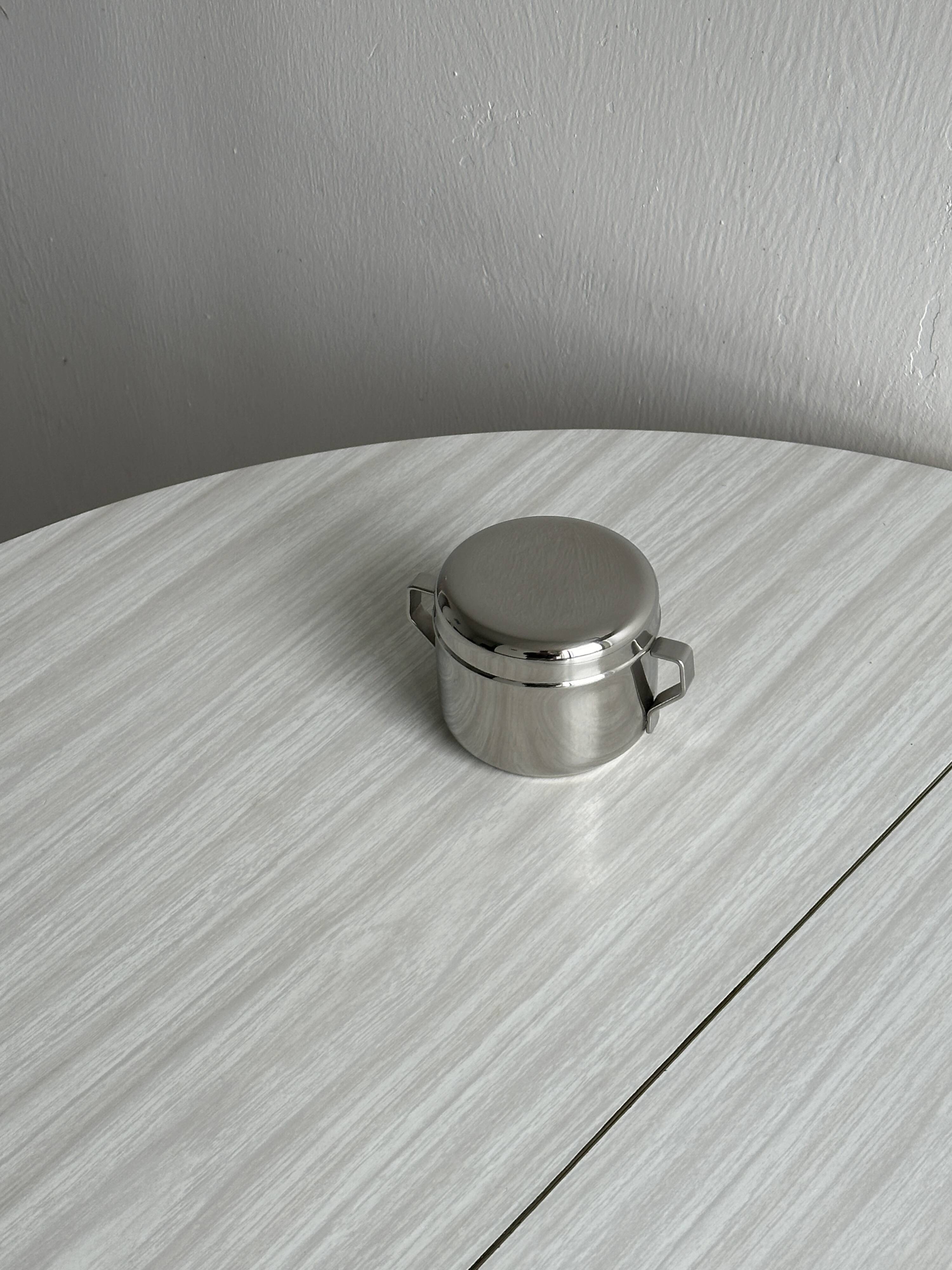 Small stainless steel sugar bowl