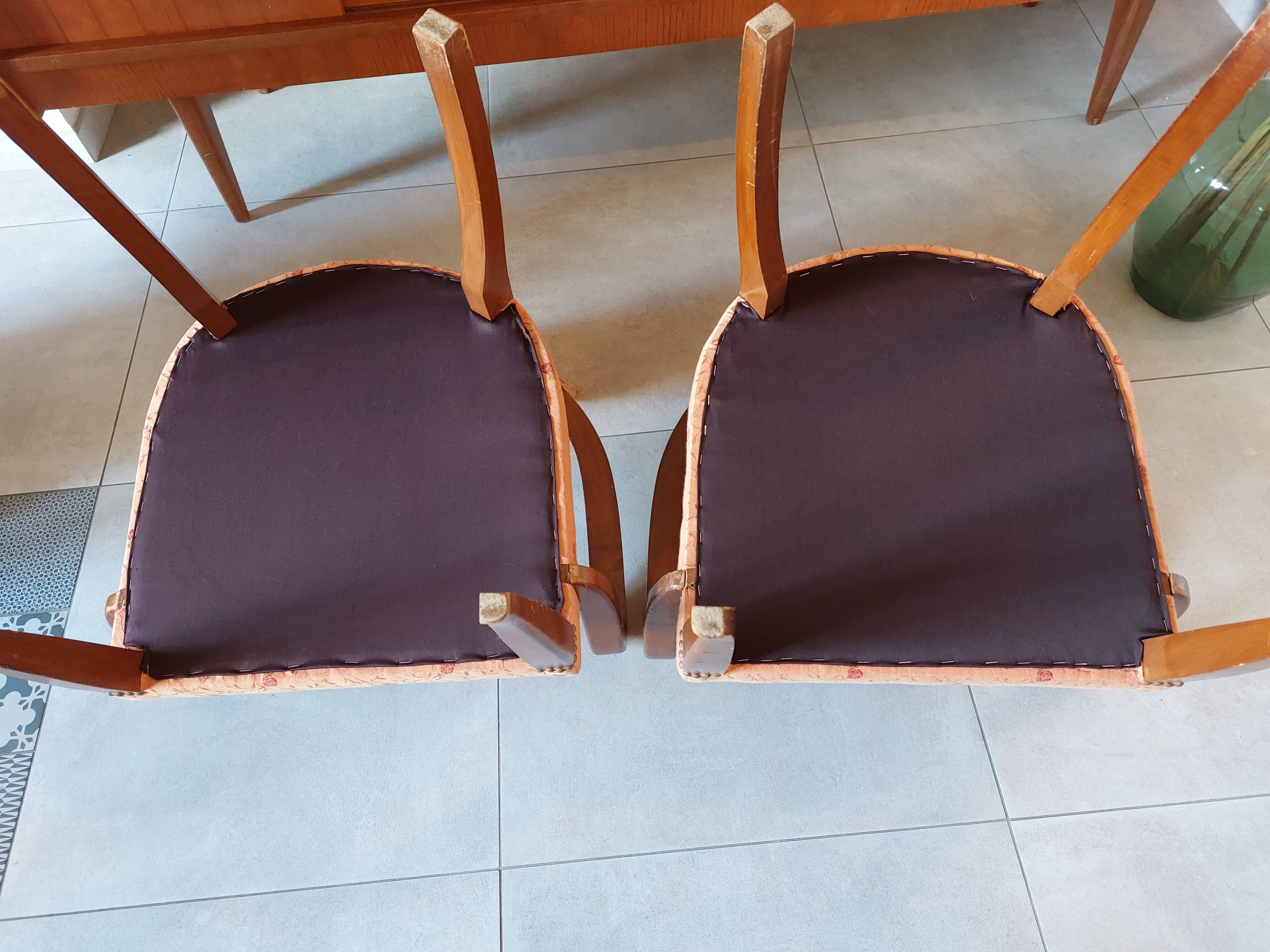 2 fauteuils bridge saumon