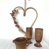Ensemble de 2 mugs et crémier grès vintage