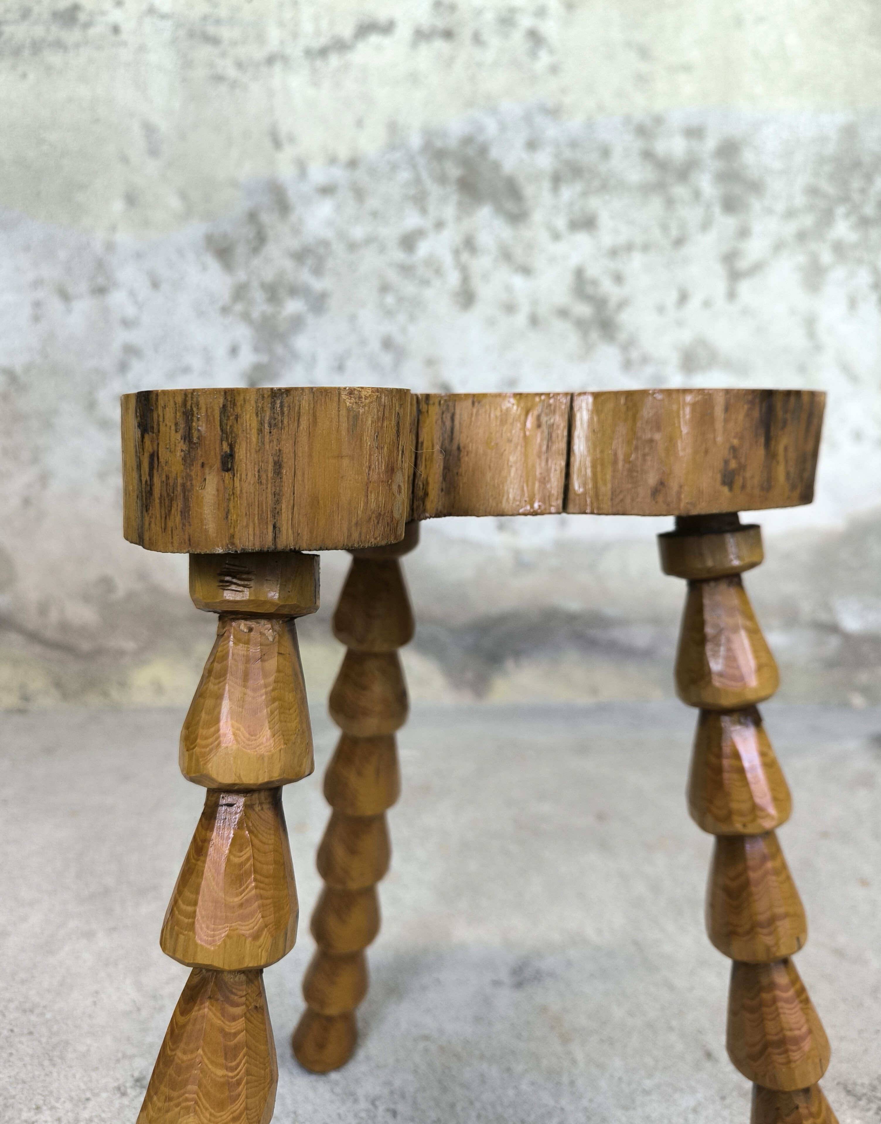 Brutalist wooden stool.