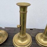 Set of gold-plated brass candlesticks