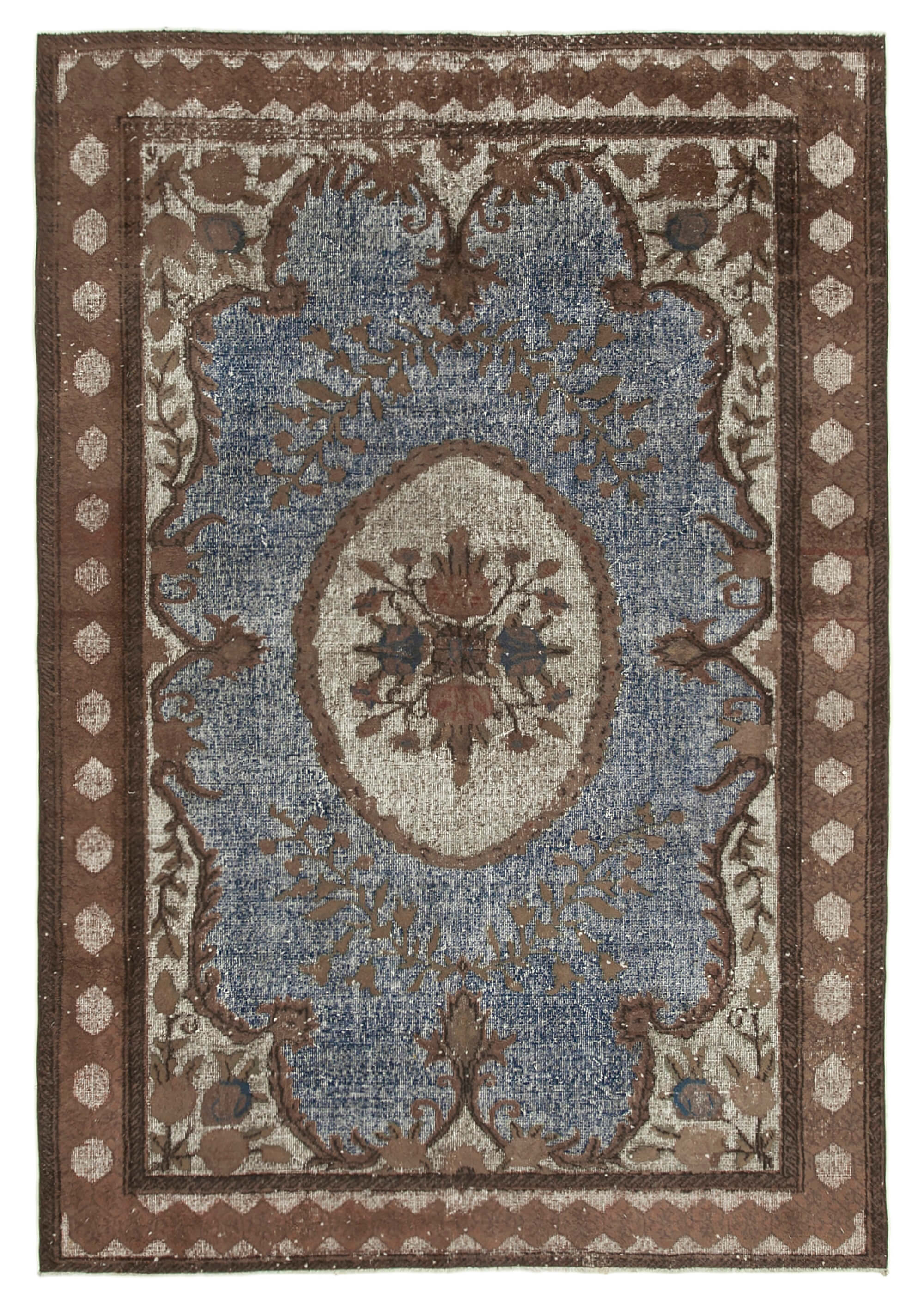 Handmade Distressed Oriental 1980s 210 cm x 306 cm Brown Carpet