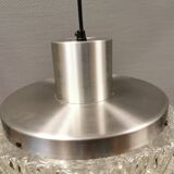Beautiful hanging lamp in aluminium and hard-pressed crystal glass, probably Swedish