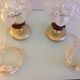 Pair of bubbled glass globe bedside lamps / vintage 60s-70s