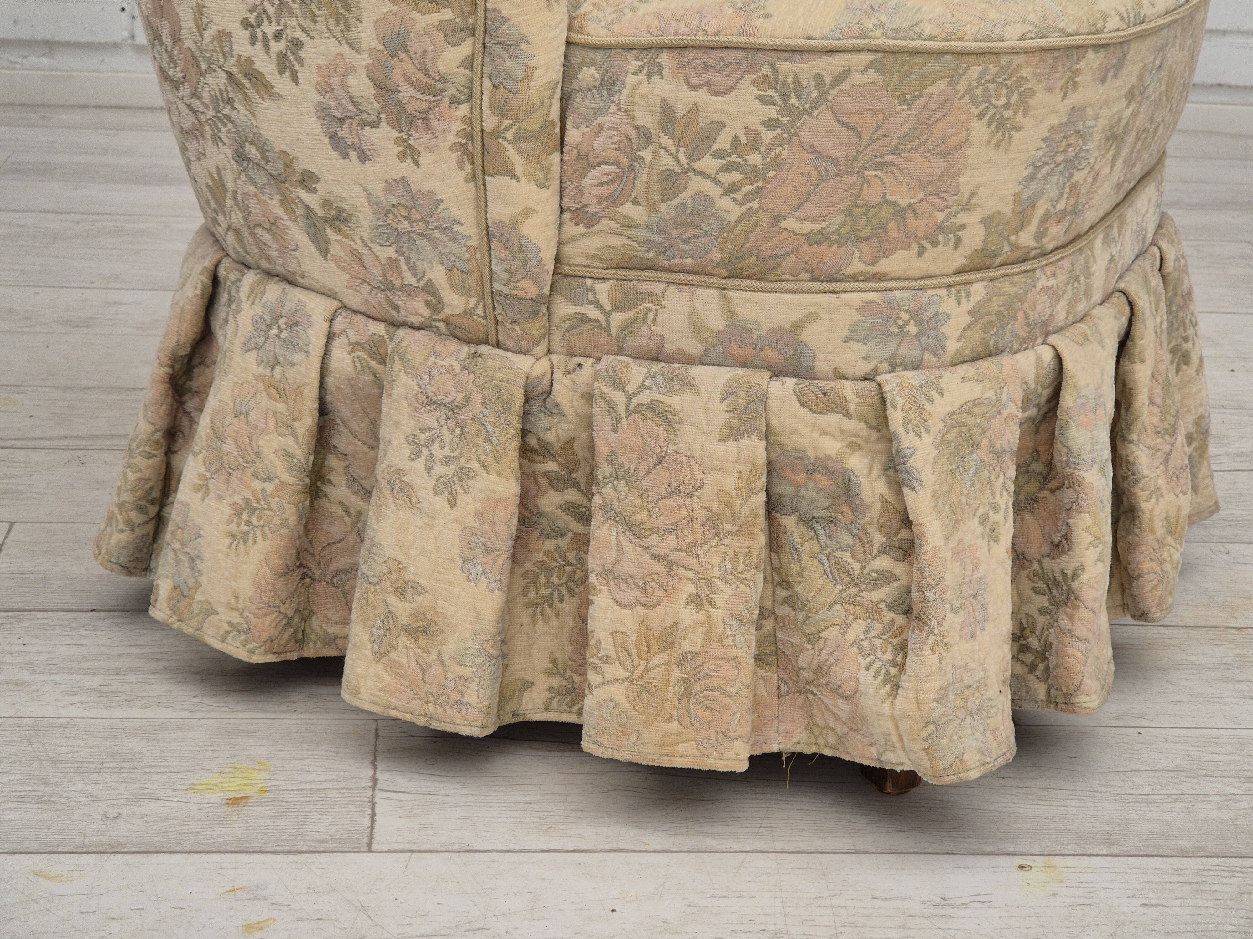 1970s, Danish easy side chair, original very good condition, floral furniture velour.