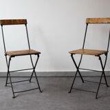 Pair of foldable bistro chairs, France, 1930