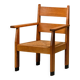 Art Deco Haagse School Armchair in solid Oak and Straw, 1930s
