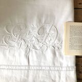 Old pure linen sheet embroidered and monograms