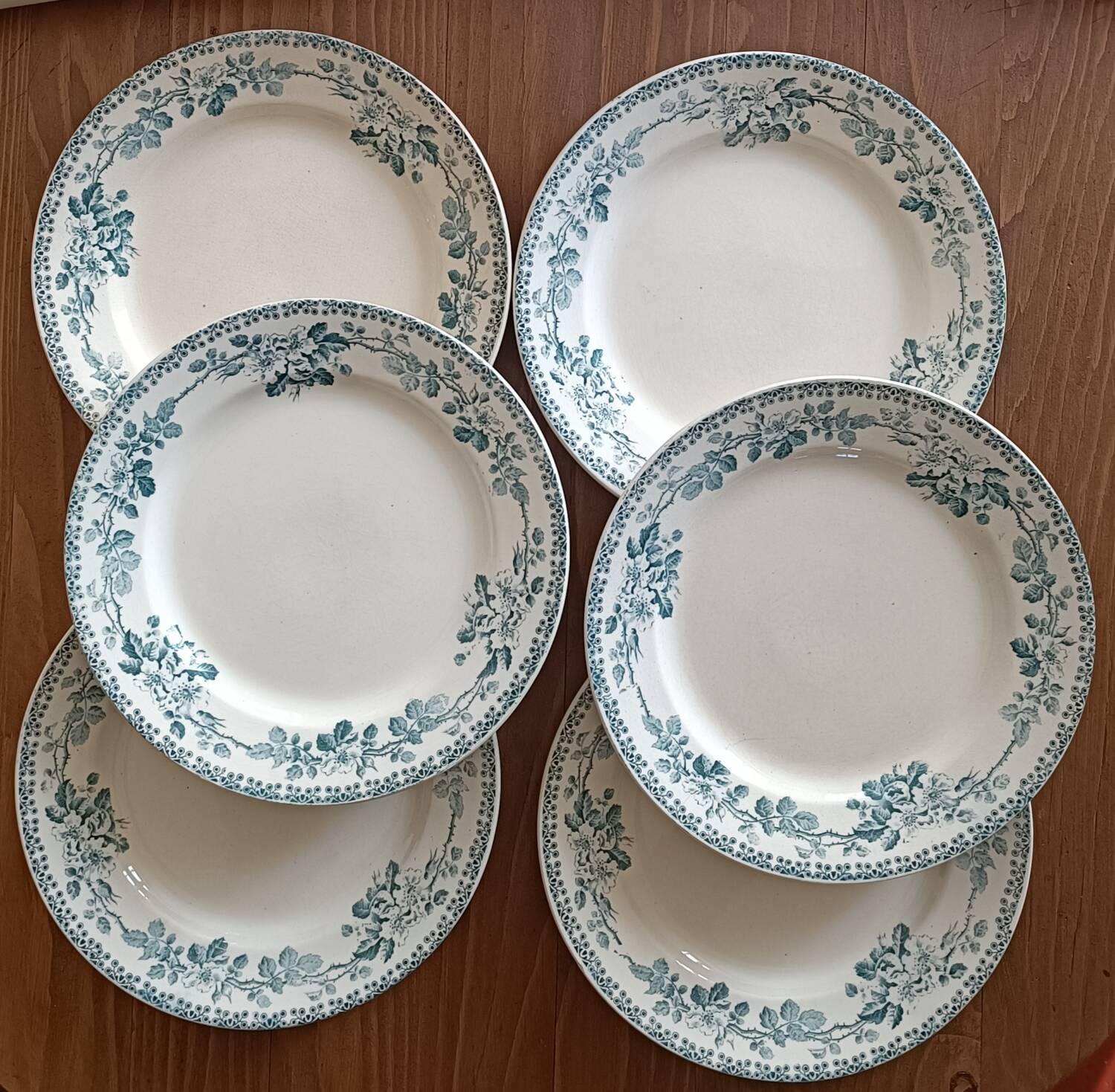 6 ironstone plates, Guadeloupe model