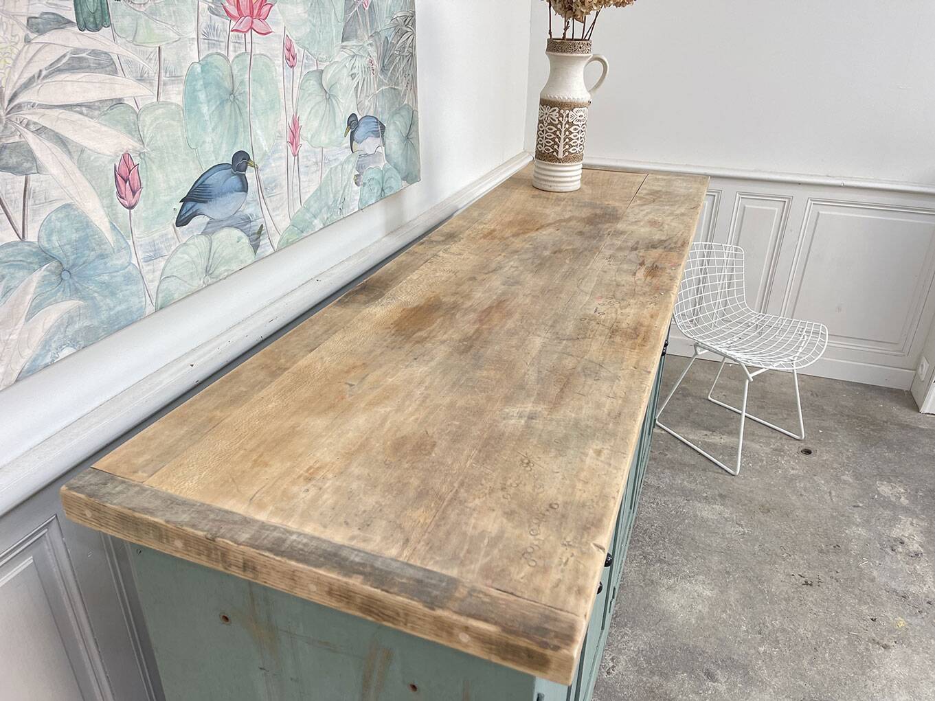 Enfilade en bois années 1950 patine bleutée