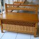 Wood and rattan bank bench from the 60s/70s.