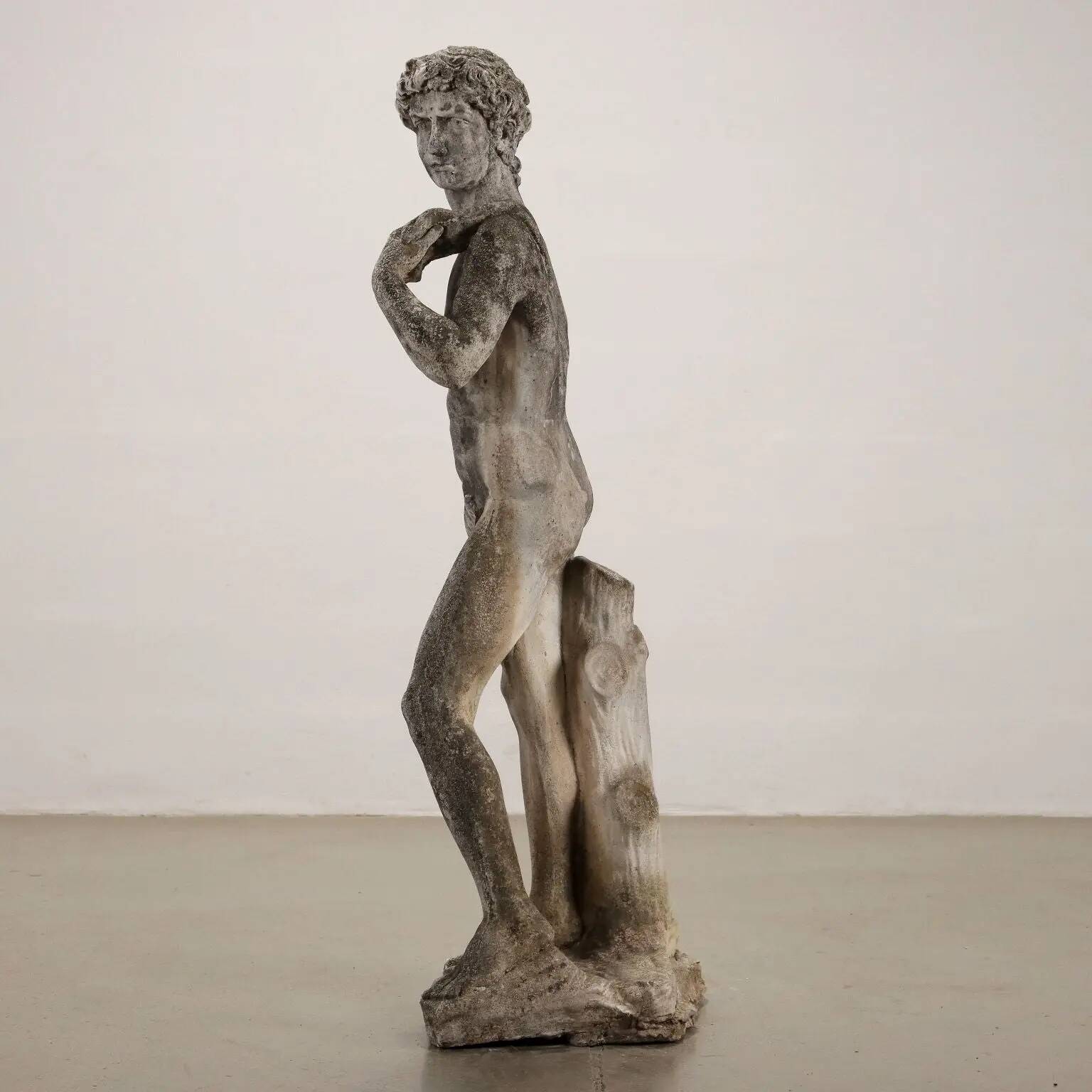 Antique garden sculpture The David in terracotta, Italy, 20th century