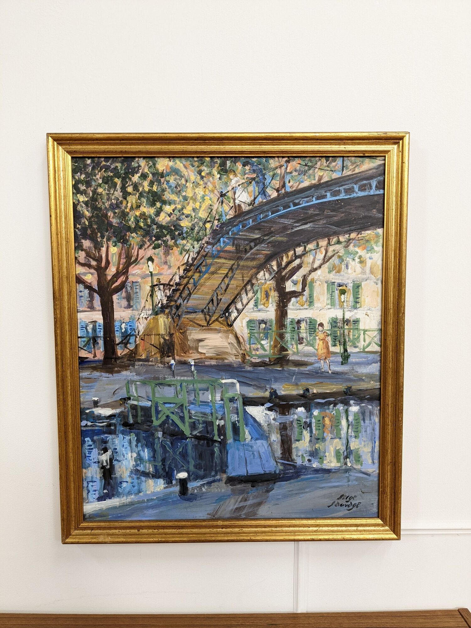 Tableau représentant le canal Saint Martin à Paris par Serge Sauvage
