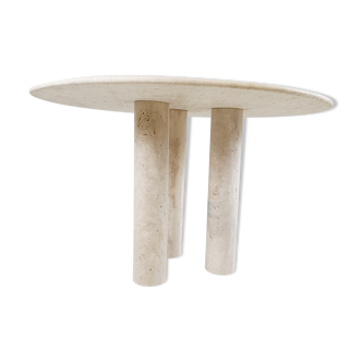 Round Italian travertine table from the 1970s