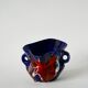 Ceramic vase / fat lava red, blue and white, 1970