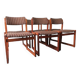 Lot de 6 chaises de salle à manger en teck avec sangles en cuir KS Mobler, Danemark années 1960