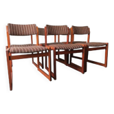 Set of 6 KS Mobler teak dining chairs with leather straps, Denmark 1960s