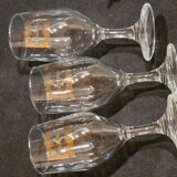 Vintage 10 glasses aperitif Noilly Prat on foot with golden inscription