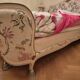Bed frame with slatted base and mattress