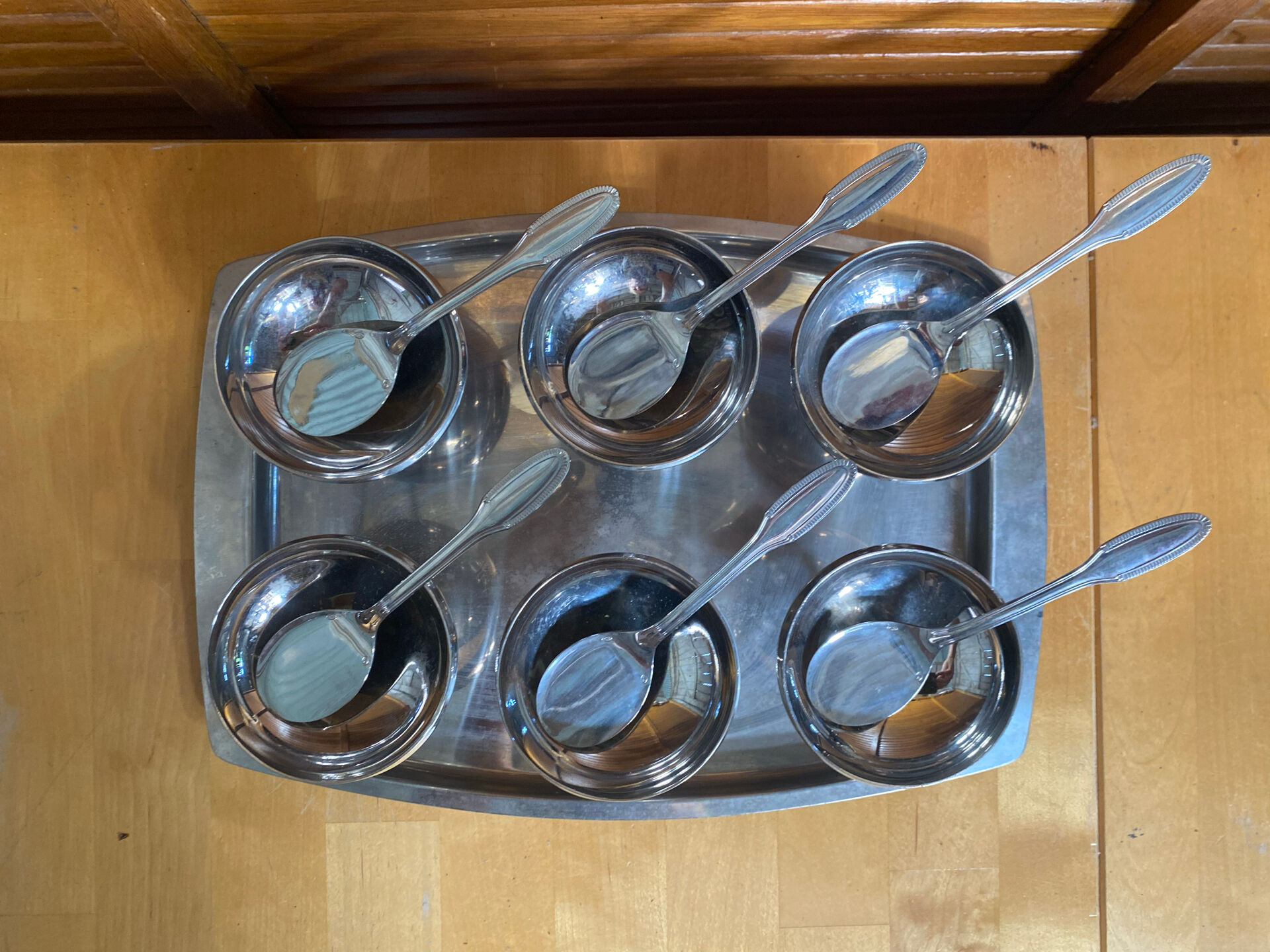 Service à glace rémy letang plateau + 6 coupes + 6 cuillères vintage #