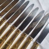 12 Table Knives in Gold Metal