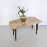 Rectangular Beech Coffee Table by Paolo Buffa with a Pink Travertine Top
