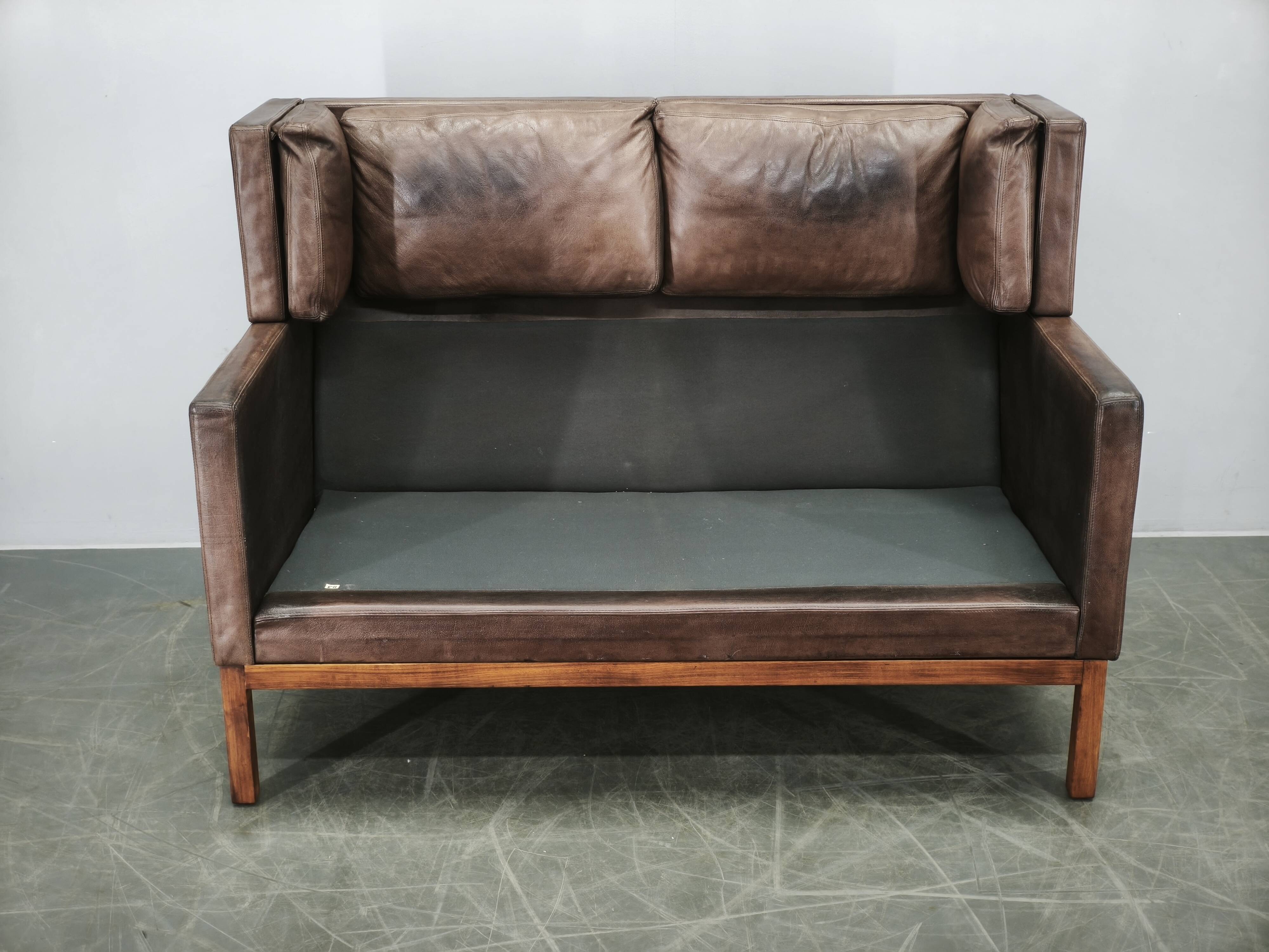 JK 922 Wagon Leather Sofa by Jørgen Kastholm, Denmark, 1960s