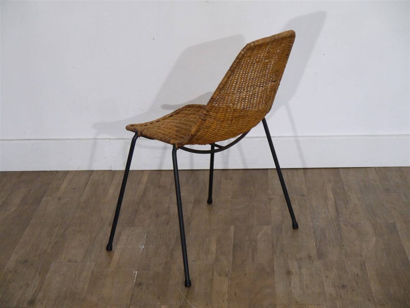 G.Franco Legler rattan and metal basket chair
