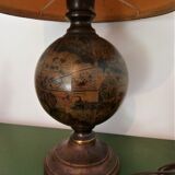 Desk lamp world map globe lampshade herbarium
