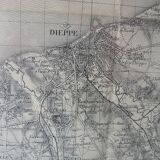 Ancienne Carte d'Etat Major Encadrée : Dieppe