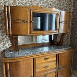 Buffet sideboard solid wood marble stone