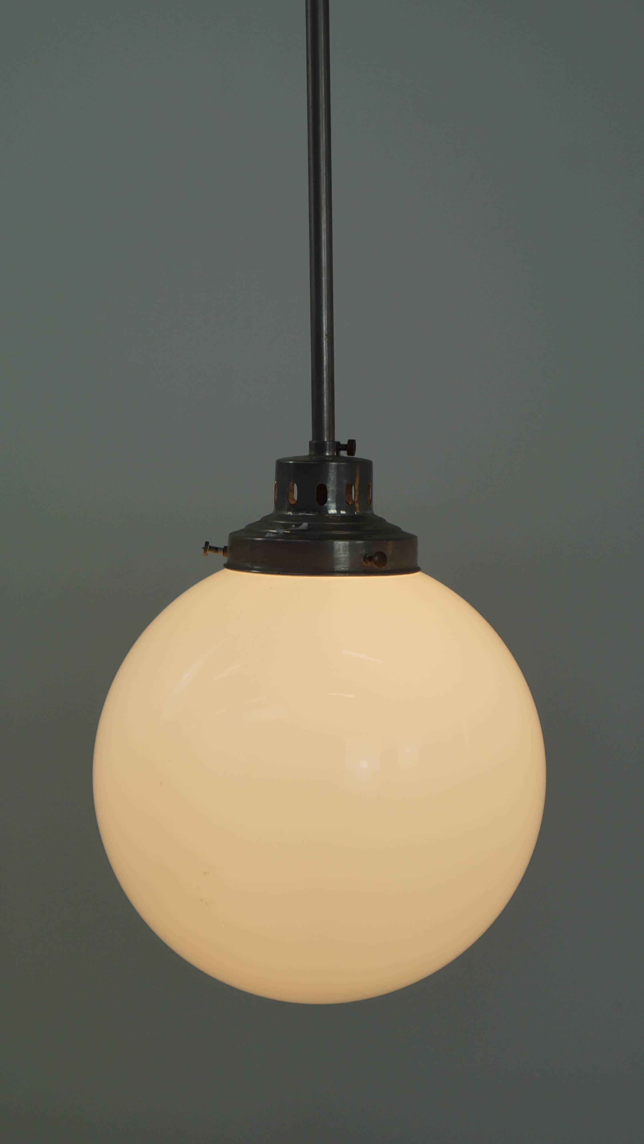 Vintage Art Deco style milk glass and brass ceiling light