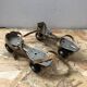 Old pair of roller skates midonn metal grey + straps vintage leather