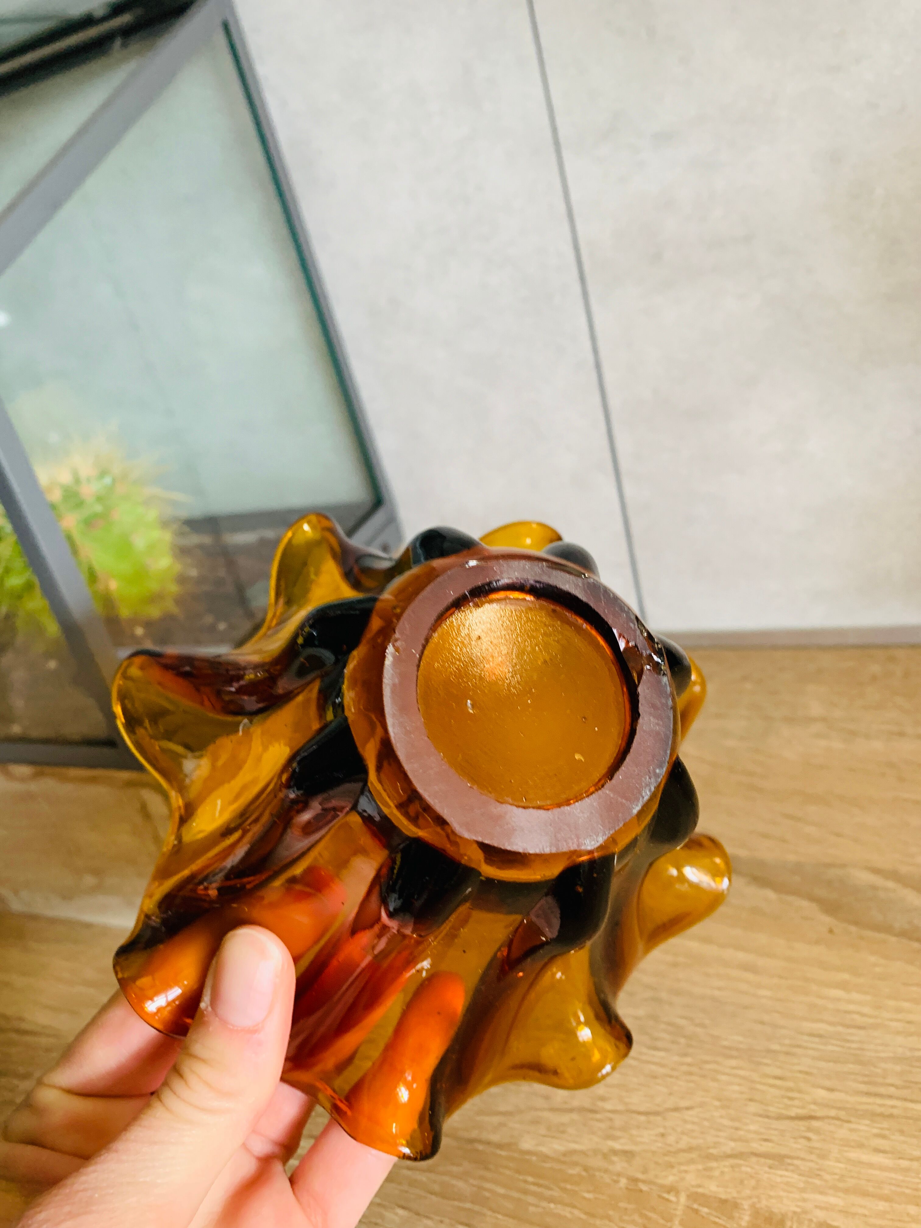 Blown glass draped candle holder