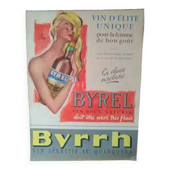 Une publicité papier vin apéritif Byrel Byrrh issue revue d'époque