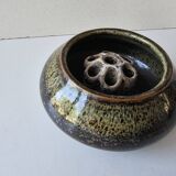 Vase en céramique pique-fleurs  signé gérald pott (diamètre 13cm)