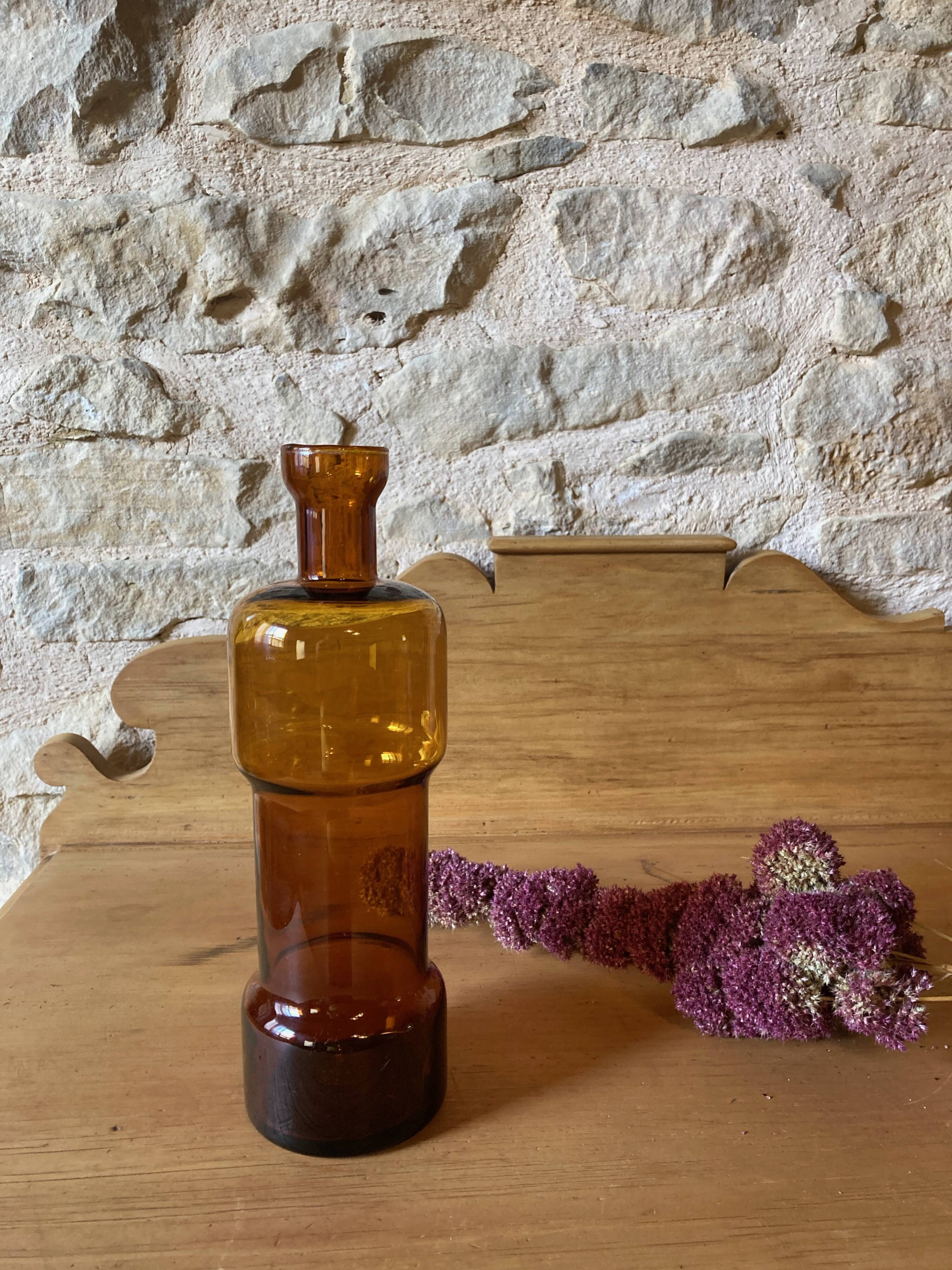 Amber glass soliflore bottle/vase, ca. 1970