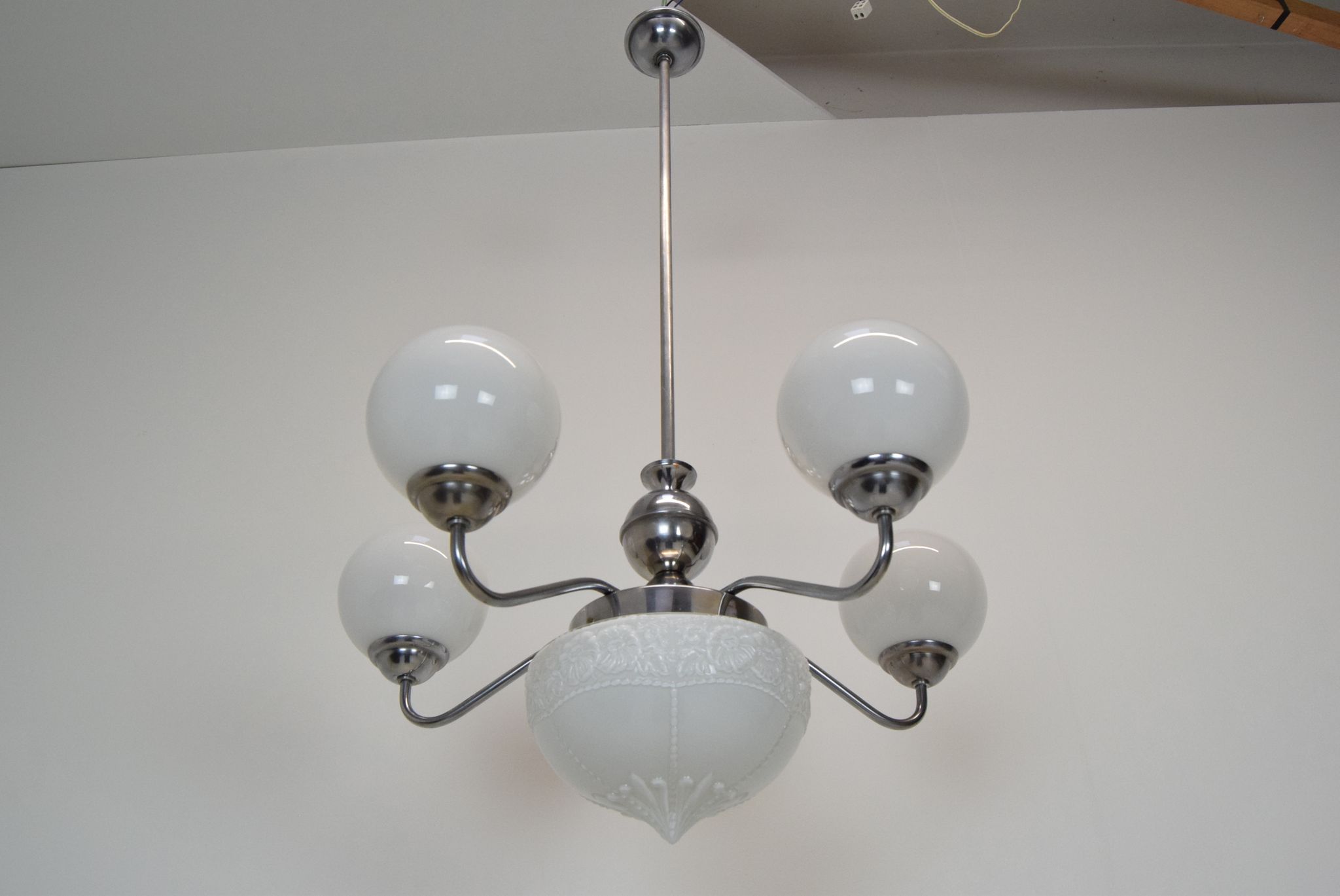 Art deco chrome chandelier,1930's.