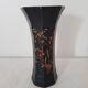 Black octagonal ceramic vase with floral pattern - Signed St Clément - vintage
